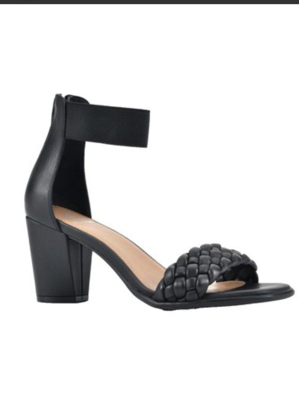 White Mountain Black Ankle-Strap Heels With Back Zipper 7.5